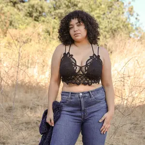 X-Large Padded Crochet Lace Longline Bralette