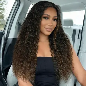 【LIVE NEW IN】Nadula Ombre Chestnut Brown Water Wave Mix Jerry Curly 7x5 Closure Human Hair Wigs with Drawstring Glueless Wig Natural Hairline No Slip Beginners Friendly