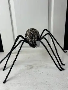 18.5 Inch Wide Black And Champagne Sequin Beaded Spider