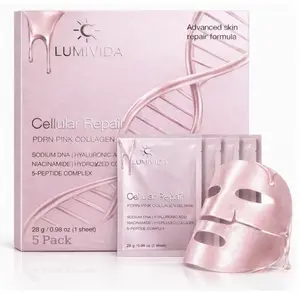 LumiVida Collagen Face Mask Skin Repair Hydrating Gel Mask with Hyaluronic Acid, Niacinamide & Collagen, Deep Moisture Facial Mask for Radiant Glass Skin Glow, Korean Skincare Face Mask for Dry Dull Sensitive Skin, Firming & Brightening