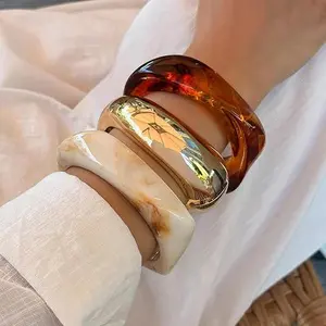3pcs Acrylic Bangle Bracelet for Women Colorful Resin Bracelets Trendy Stack Statement Cuff Jewelry Gift