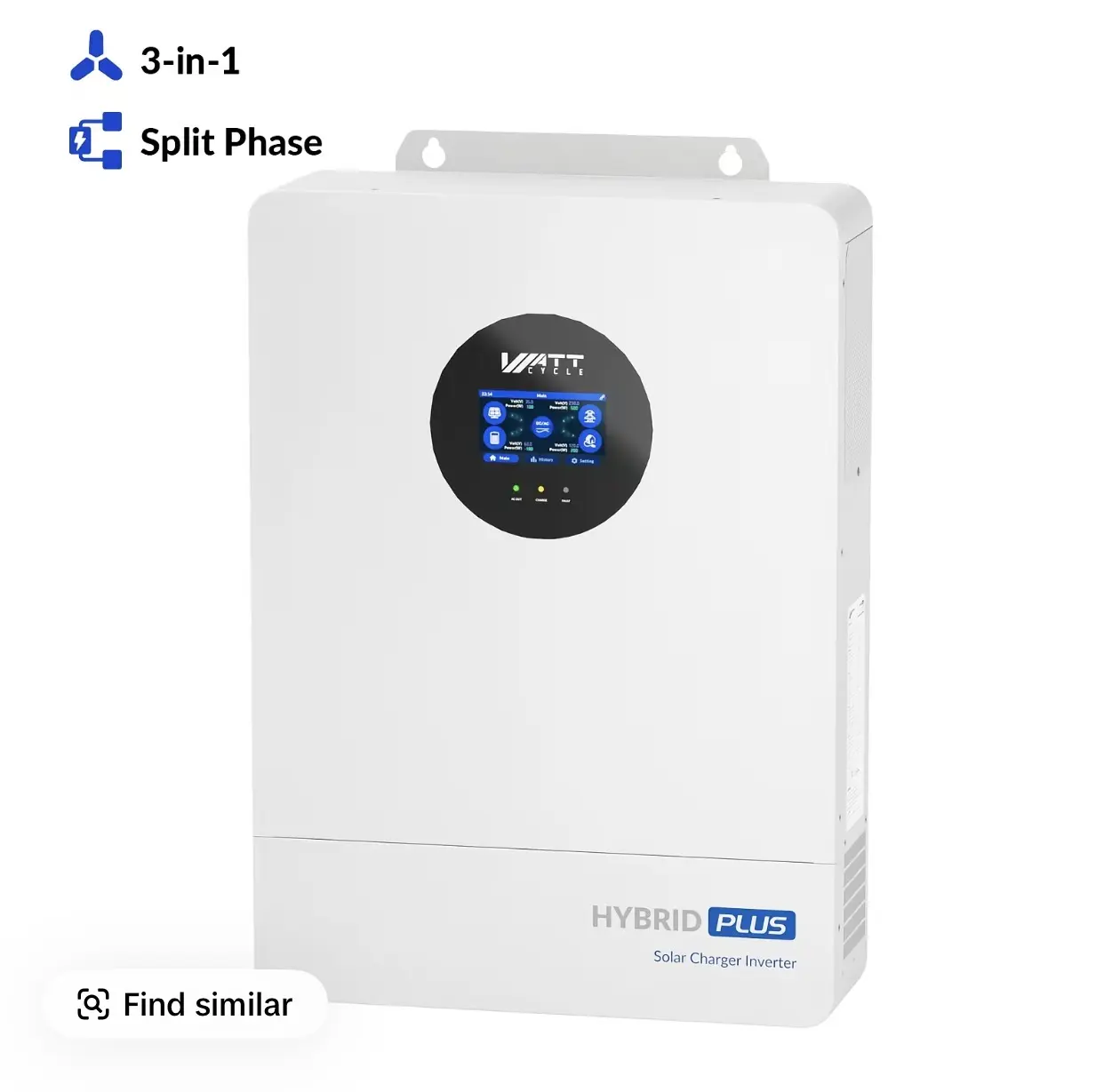 [The All-New Upgrade V2) WattCycle 12000W 48V All-in-One Solar Inverter, Split Phase 120/240V, Dual MPPT, 24kW PV Input, Whole Home Backup, Parallel Ready, Inversor Solar Power, Solar Hybrid Inverter, Energy Efficient Inverter, Inverter System