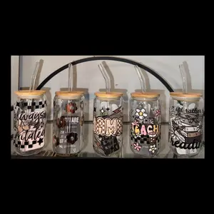 Live Claim : Glass Tumbler with Bamboo Lid : 16 oz Reusable Drinkware for Cold & Warm Beverages