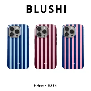 Blushi iPhone Case | STRIPED | Aesthetic Cover for iPhone 17/16/15/14/13/12/11 All Series | MagSafe Compatible & Wireless Charging Ready | Durable & Stylish | Gift for Teen Girls, Her And Lover