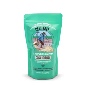 Celtic Salt Light Grey Coarse, Celt Salt by Nature's Pantry, 82+ Minerals, non-GMO, Organic & Unrefined, Healthy Seasoning, 1/2lb 8 oz Bag Flavor