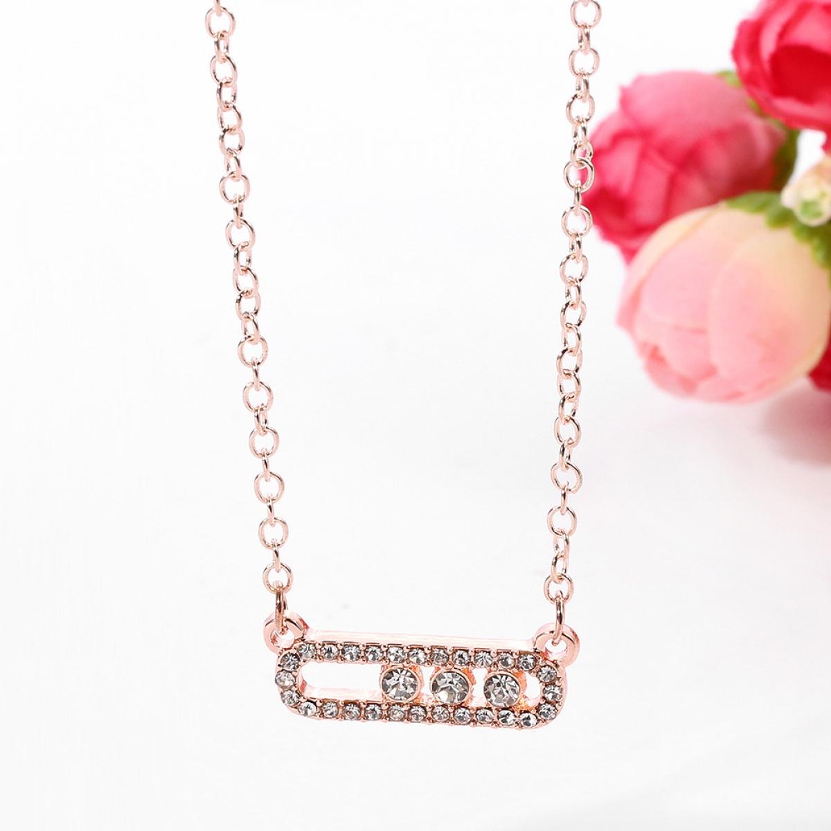 Elegant Hollow Paperclip Bar Necklace, Delicate Polished Chain with Micro-Paved Sparkling Accents, Chic Statement Jewelry for Daily, Party, Wedding, Prom, Stylish Gift for Her, Modern Minimalist Jewelry, Must-Have Accessory