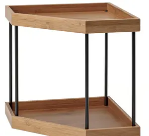 Ikea NÅLBLECKA Corner Shelf, Metal & Bamboo Kitchen Countertop Organizer Rack, Value Pack of 2 – Space-Saving Multi-Tier Corner Storage Stand for Spices, Jars & Pantry Organization