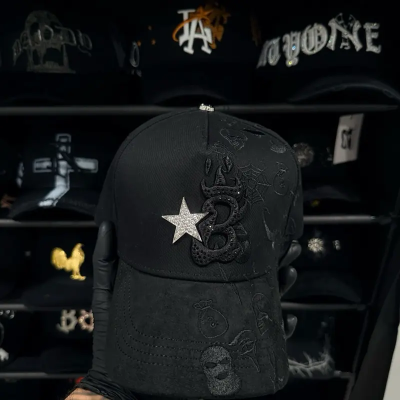 1:1Dandy Hats- Clave Ali LL Black LA Baseball Cap with Star 