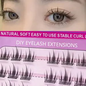 Camellia free adhesive fake eyelashes, single cluster DIY, no removal, natural and clear, daily large capacity, 60 clusters, simulated eyelashes for beginners, length 10mm-13mm