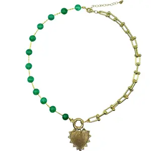 Intricate Heart Charm Necklace - Emerald