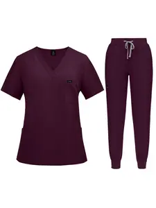 Health Check-up Elastic Scrub Set SPA and Clinic Two-piece Care Suit Doctor Nurse Laboratory Work Suit Set