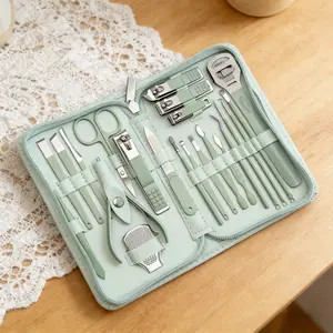 Nail Care Kit 22 Pieces, Stainless Steel Clips for Manicure Pedicure Nail Art, Professional Beauty Tools Set for Salon Use