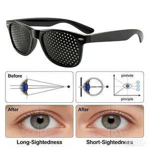 Unisex Pinhole Glasses for Vision Training & Eye Fatigue Relief Lightweight Black Frame Anti-Myopia Astigmatism Correction