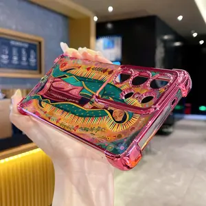 for Compatiable with Samsung Galaxy S25 S24 S23 Ultra S22 Plus S21 FE S20 Pray Girl Clear Plating Case Anti Drop Shockproof Cover Accessories