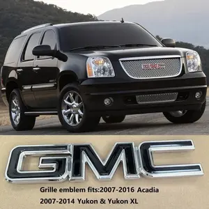 GMC OEM 2007-2014 Grille Big Emblem Badge for Yukon Acadia Chrome Gloss Black Fits 2007-2016 Models