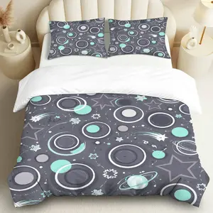 3PCS Duvet Cover Set, 1 Duvet+2 Pillowcases(Without filler), Space Stars Planets Galaxy Universe theme, Eid bedding set, Cosmic Suitable for decoration bedroom, hotel, lounge, guest room.