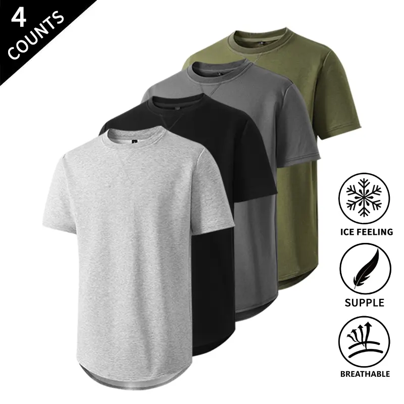 Summer Vibes 4-Pack Men’s Summer Essentials – Breathable “Ice Cool” T-Shirts, Lightweight Tees for Hot Weather and Outdoor Activities