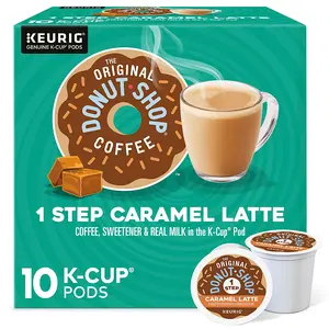 The Original Donut Shop Caramel Latte - Keurig K-Cup Pods - Flavored Coffee - Easy Caramel Latte - At Home Latte