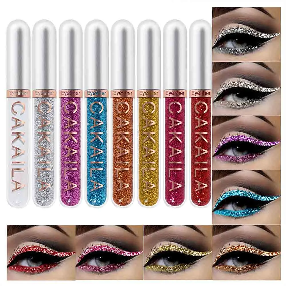 8 Colors Liquid Glitter Eyeliner Liquid Sets Glitter Eye Liners for Women White Silver Rose Gold Pink Sparkly Shimmer Eyeliner Set