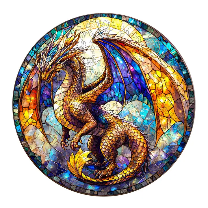 Stained Glass Dragon-2 Wooden Jigsaw Puzzle Stained Glass Dragon-2 Wooden Jigsaw Puzzle