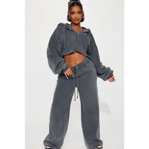 On The Go Fleece Pant Set - Charcoal I
