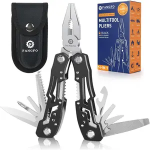14-In-1 Multitool with Safety Locking, Professional Stainless Steel Multitool Pliers Pocket Knife, Bottle Opener, Screwdriver with Nylon Sheath ,Apply to Survival,Camping, Hunting and Hiking 1 Pcs