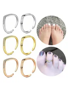 Adjustable Toe Ring, Stainless Steel Open Tail Ring, Women's Beach Foot Jewelry Set, Fashion Accessories for Women & Girls
