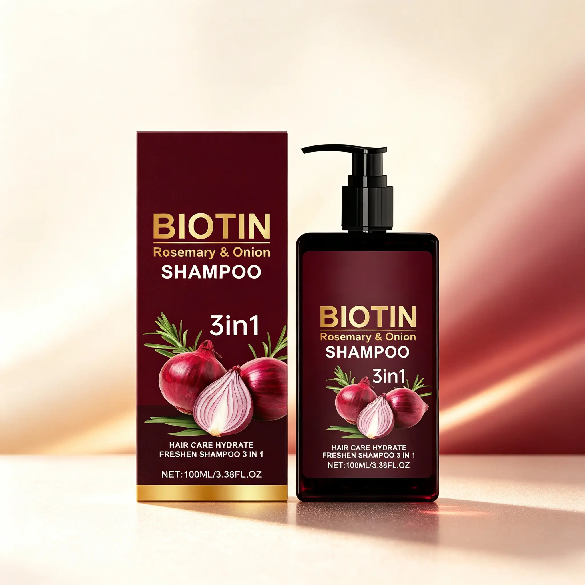 Biotin Rosemary & Onion Shampoo – 3-in-1 Hair Care with Hydrating & Freshening Formula, Supports Healthy Hair & Scalp 100ml