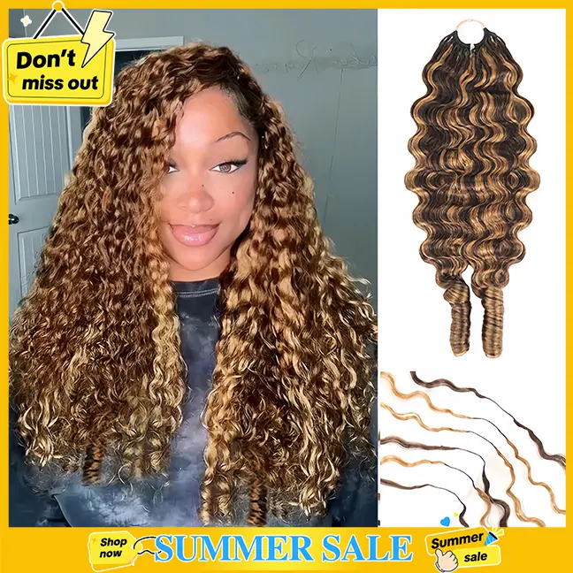 Cheetahbeauty 1B/30 4/27 #4/#30 Burmese Curly Crochet Hair for Miracle Knots Boho Braids Water Wave Crochet Human Hair Extension Pre-Separated 50g/Pack, 4-5 Packs for Full Head #SummerWins #tiktokshopsummersale