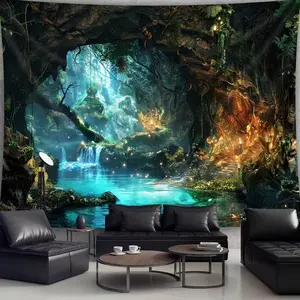Large Fantasy Tree Hole Plant Landscape Photo Tapestry, Polyester Print Wall Hanging, Wall Tapestries, Living Room Bedroom Office Home Decor, Home Decor Supplies, Tapestry Wall Mural, No Installation Needed