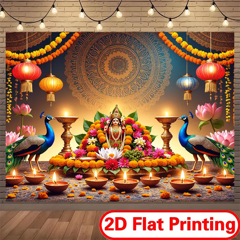 Festive Decoration Wall Hanging Tapestry Backdrop, 100% Polyester Durable Wrinkle-Free, 2D Flat Peacock Motif Printing, Vibrant Home Decor for Creatives, Living Room-Garden Use