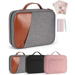 Bible Covers for Men, Bible Carrying Case with Pockets/Leather Handle, Multi-Functional Large Size Zippered Bible Bag, Great for Bible Study/Daily Use, Bible Case for Men (Gray)