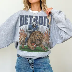 [Sale Up To 50%] - Detroit Lions Football Vintage Style Sweatshirt, Retro Lions Football Crewneck, Old School Game Day Apparel
