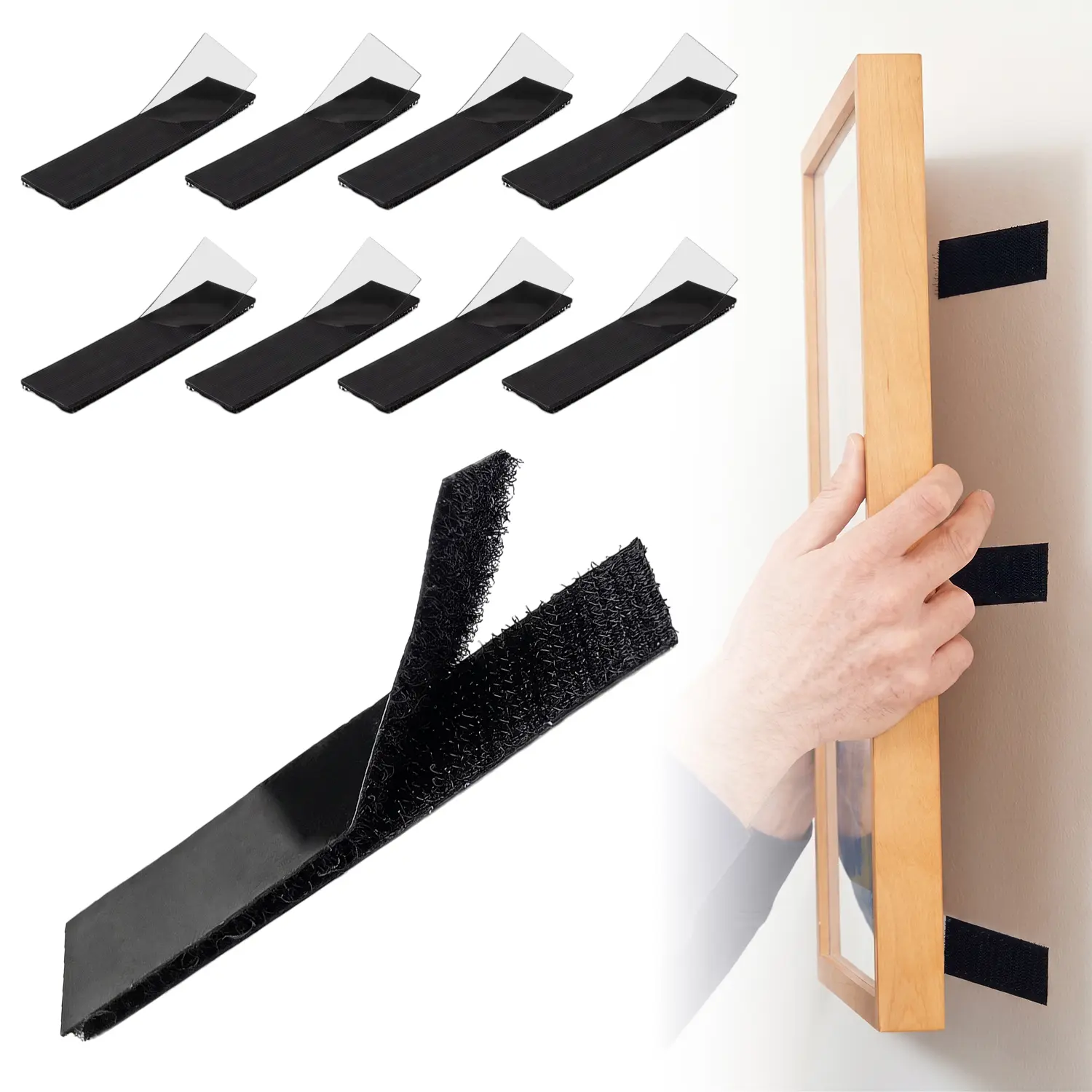 20 Pairs Picture Hanging Strips, Damage Free Hanging Picture Hangers, No Tools Great for Home Decor, Black Adhesive