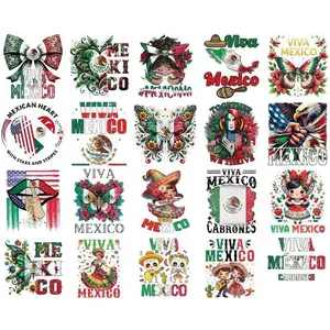 UV DTF Cup Wraps - 20 Sheets Mexican Independence Day UV DTF Tumbler Wrap for 16 oz Glass, Viva Mexico Red Green Butterfly Flower Transfer Sticker Decals Decorative Decal for Water Bottle Mug Decoration