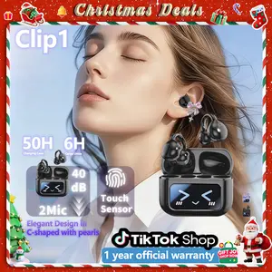 [Valentine's Day] Tukio 2026 M100 Clip-On Ear Headphones with Audio-Visual Touch Screen Wireless Audio Headphones for Music & Phone Calls Sport Waterproof & Sweatproof with Bluetooth 6.0 for Faster Stable Connection & Low Power Use
