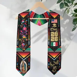 Mexican Graduation Stole 2026, Mexico American Flag Graduation Sash, Class of 2026 V Shape National Country Flag Stole