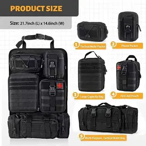 6-Piece Tactical Car Seat Back Organizer Bag, Upgrade Vehicle Panel, Fits Most Cars, Perfect Father's Day Gift, Car Seat Storage