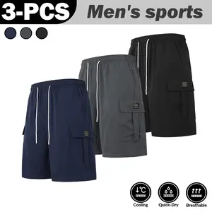 3PCS-Men's  Cargo Sports Shorts – Quick-Dry Cooling Breathable Drawstring Athletic Shorts