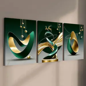 3-count wooden frame canvas, Modern home decor, light luxury abstract geometric decorative poster, fashion poster, family poster, modern living room decoration, suitable for corridor and bedroom walls, waterproof art, Geometric Print, Canvas Prints