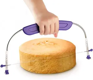 Adjustable Cake LevCake Cutter Slicer Leveler, 9 Different Height Premium Food Grade Stainless Steel Double Wires Cake Cutter/Slicer/Adjustable Cake Leveler for Leveling and Molding (Purple)