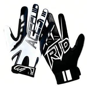 1 Pair Dual Color Black & White Baseball Batting Gloves, Non-slip Grip Full Finger Sports Gloves with Adjustable Wrist Strap for Men Women, Perfect for Training & Game Use