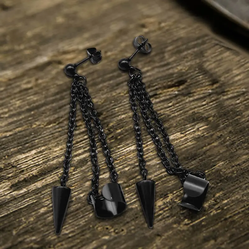 GTHIC Black Awl Stainless Steel Punk Stud Earrings for Men Women Statement Jewelry Daily Wear