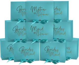 10 count Bridesmaid Proposal Box Set,Maid of  Proposal Box Matron of  Bridesmaid Boxes for Bridesmaid Gifts (Turquoise Bridesmaid)