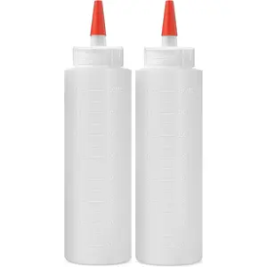 2-pack Plastic Squeeze Bottles for Sauces - 16oz Condiment Squeeze Bottles for Liquids -   Bottle with Cap - Ketchup, Syrup, Oil, Dressings, Honey & Arts and Crafts