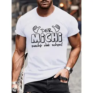 Michi Will Handle That Men's Short Sleeve T-Shirt Summer Casual Loose Fit Basic Top Breathable Lightweight Tee for Daily Wear Beach Vacation