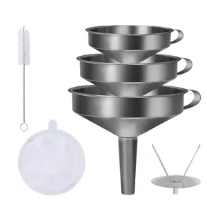 5 in 1 Funnels for Filling Bottles Stainless Steel Small Kitchen Funnel Set for Transferring Essential Oils Liquid Fluid  Dry Ingredients , Durable and Dishwash Safe