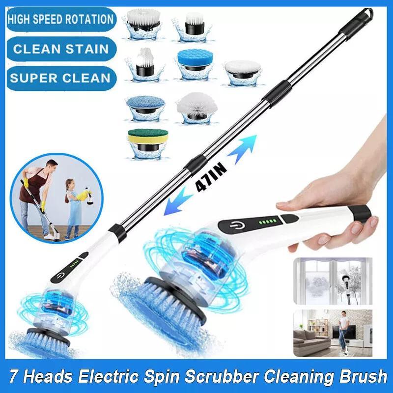 [Tiktok Made Me Buy It!]9 in 1 Electric Spin Scrubber with Interchangeable Brushes IPX7 Waterproof for Deep Cleaning Versatile Home Cleaning Tool Ideal for Multiple Tasks