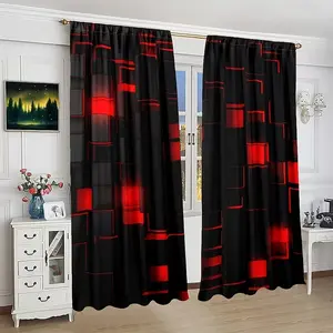 2pcs and Plaid Curtains, Decorative Drapes for Bedroom and Living Room, Home Decoration, Classic Style