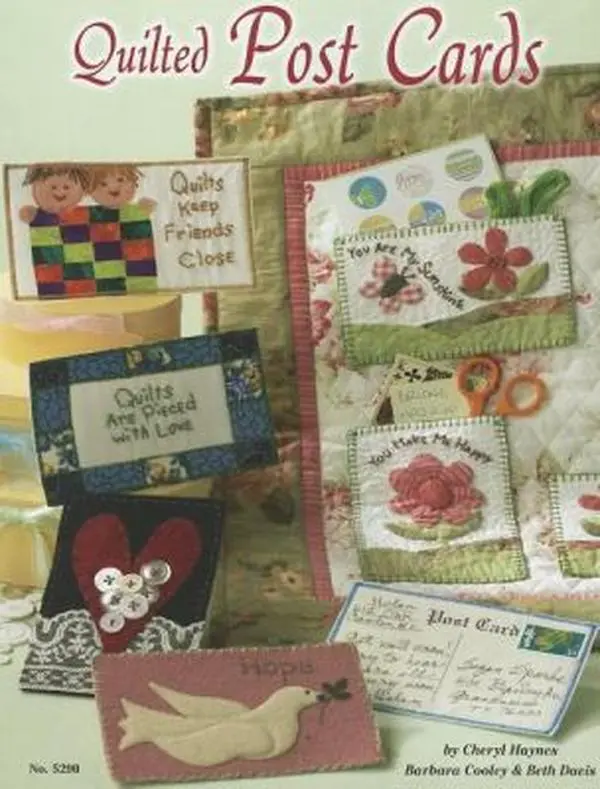 Used Paperback Book - Quilted Post Cards by Cheryl Haynes, English Literature & Art Book, Homemade Handmade Crafts Gift, Good for Cardmaking, Party Invites, Patchwork Puzzles